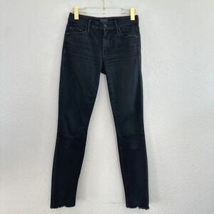Mother Jeans The Looker Womens 27 Not Guilty Black Raw Hem Skinny High Rise